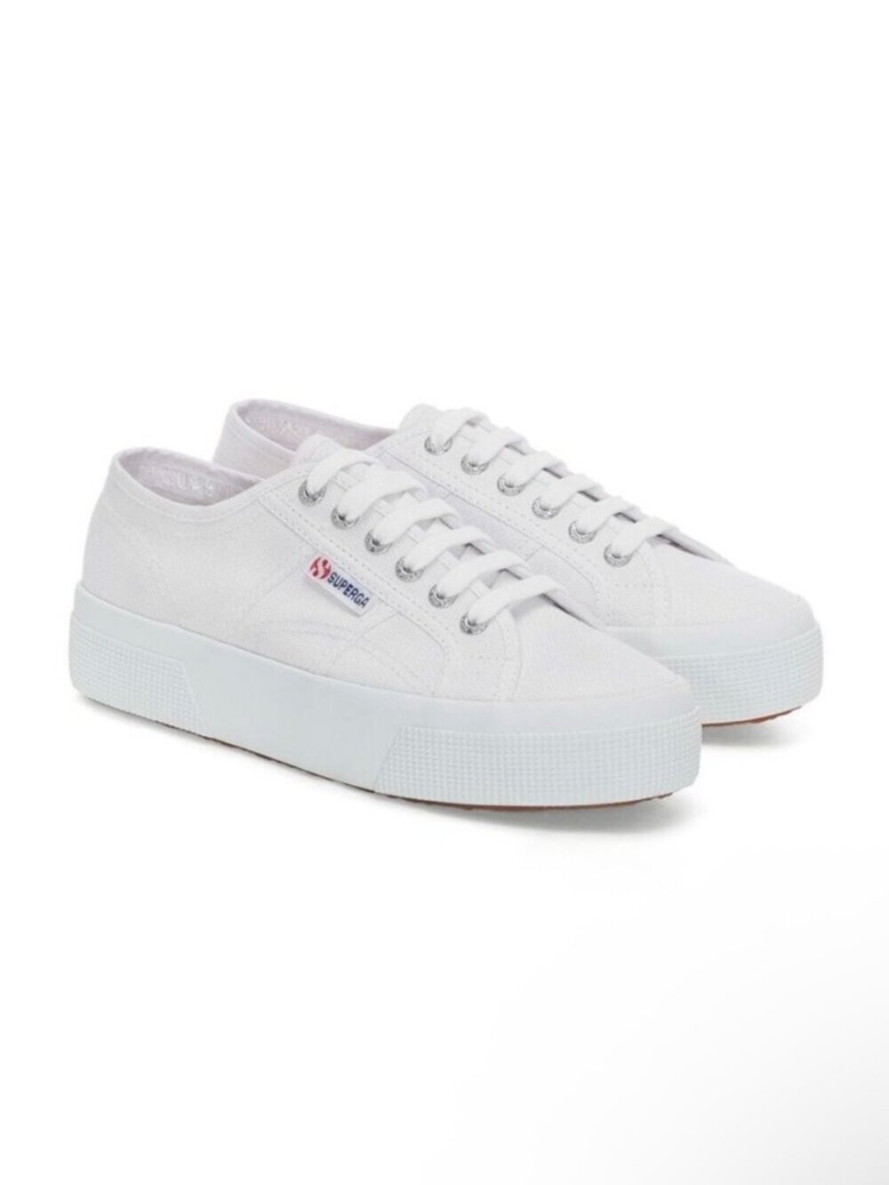 Womens 6.5 Superga Bubble Line Sneakers Platform White Canvas Shoes S2138SW-ABB